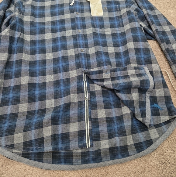 NWT TOMMY BAHAMA  Canyon Beach Flannel Cozy Check Men’s XXL Teal Bay Blue Color - Picture 9 of 16